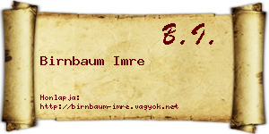 Birnbaum Imre névjegykártya